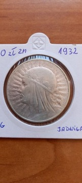 10 ZŁOTY z 1932 r "ZM" "Jadwiga" , srebro