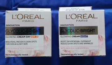 L'Oreal Paris Glycolic Bright - dzień/noc 2x50 ml