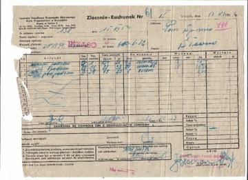 Rachunek z 1954 na boki, kotki i krupen podeszwowy