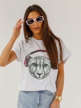 T-shirt damski bialy Tiger nowość uniwersalny 