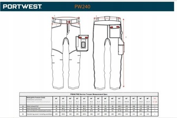 Spodnie robocze PORTWEST wzrost 164-176