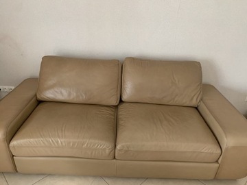 Sofa skórzana i dwa fotele 