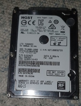 Dysk HDD 1TB 7200 obr HGST 7K1000-1000 2,5 cala