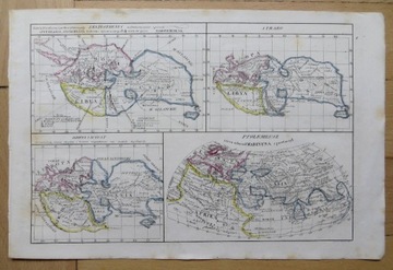 Mapa 1828 Świat Eratostenesa, Strabo, Ptolemeusza