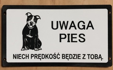 Tabliczka ostrzegawcza uwaga zły pies amstaff