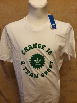 Koszulka Adidas Biała z zielonym logiem Rozmiar L