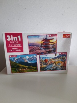 Puzzle Trefl 3w1 3x 1000 elementów Japan, Italy, Turkey