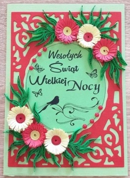 Kartka na WIELKANOC rękodzieło hand made quilling 