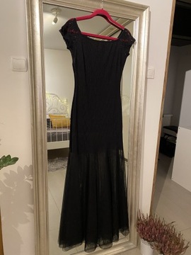 Długa czarna suknia wieczorowa roz. 38 jak nowa 