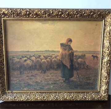 Obraz Pasterka z owcami - Millet Jean (reprodukcja