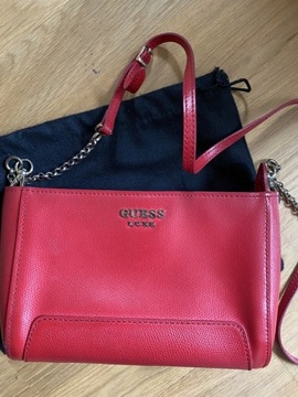 Oryginalna torebka Guess Luxe czerwona skórzana