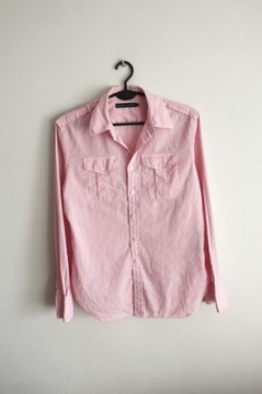 Lniana bawełniana różowa koszula Ralph Lauren xs