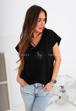 T-shirt damski Basic V -neck czerń nowość 