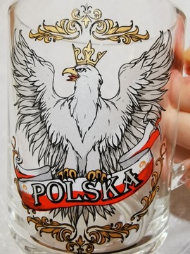 Szklanka POLSKA Pamiątka z Polski Orzeł biały w ko