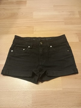 Czarne jeansy, szorty, H&M, 8/9lat, 128cm