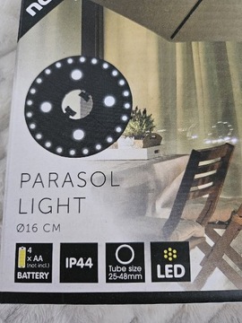 Lampa led pod parasol ogrodowy.