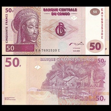 Banknot Kongo - 50 franków 2013 - Stan UNC