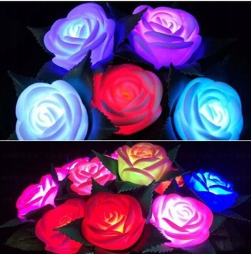 Przepiękna róża z łodygą LED świecąca różowa