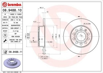 BREMBO TARCZE HAMULCOWE TYŁ 08.9488.10