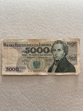 Banknot 5000 zł Fryderyk Chopin 1982r. 