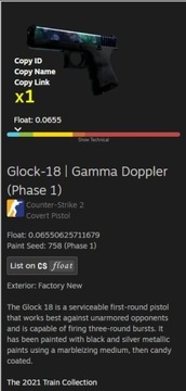Glock-18 | Gamma Doppler Phase 1 (Factory New)