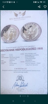 Odzyskanie niepodległości moneta kolekcjonerska 