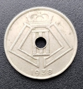 MONETA 25 centymów Belgia 1938 waga 6.46g