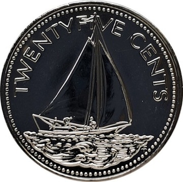 Bahamy 25 cents 1975, prooflike KM#63.1