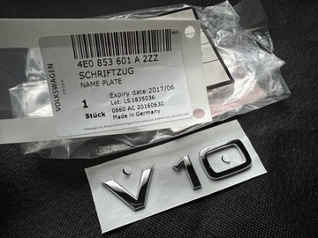 Nowy oryginalny emblemat znaczek V10 Audi A8 S8