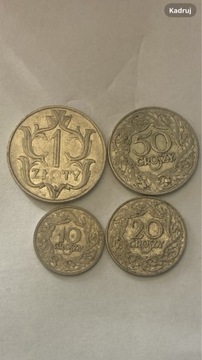 II RP zestaw 4 monet 10,20,50gr 1923,1zł-1929r-2