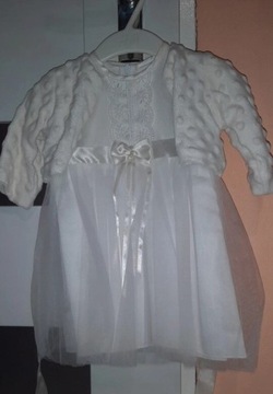  Biała Sukienka na chrzciny + bolerko