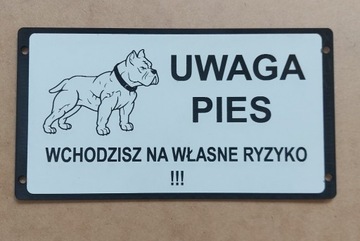 Tabliczka uwaga zły pies pitbull amstaff dog