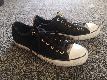 Converse czarne, panterka 42,5 skora