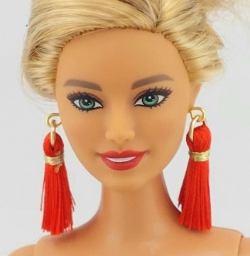 Kolczyki biżuteria dla lalki Barbie czerwone