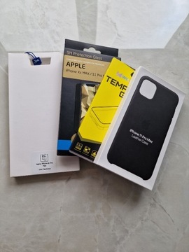 iPhone 11 pro max ZESTAW leather case + inne 