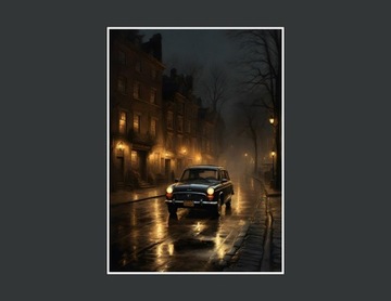 Plakat samochód w romantyczna noc 3 - 50x70cm
