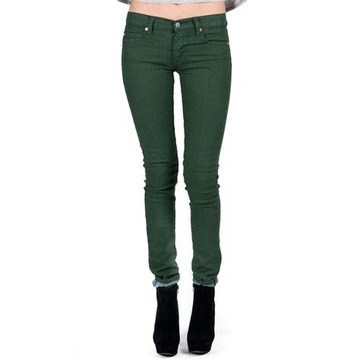 Damskie Spodnie Rurki zielone Skinny Jeans bawełna