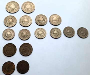 zestaw monet Jugosławia i Grecja z lat 70-tych 