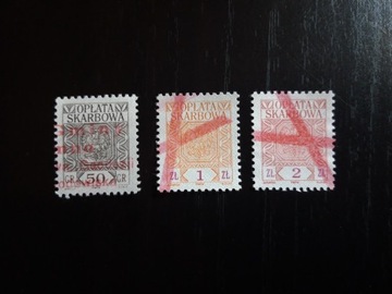 znaczki opłata skarbowa , II RP , 50 gr , 1 , 2 zł