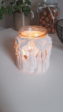Świecznik wazon makrama handmade