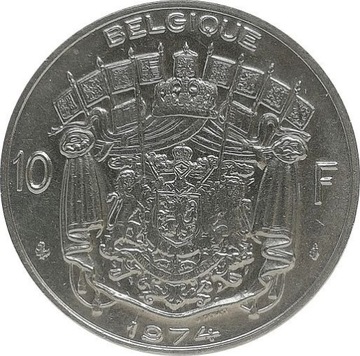 Belgia 10 francs 1974, KM#155.2