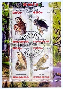 Rwanda. Blok znaczków Sowy, 2013 rok.