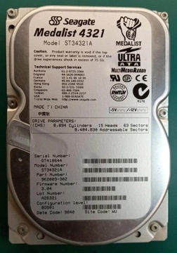 HDD seagate mealist 4321 model ST34321A,  4.3GB