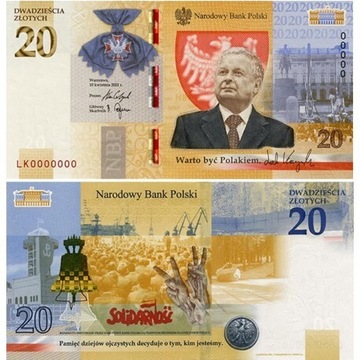 Banknot Warto być Polakiem. Lech Kaczyński. Nowy!