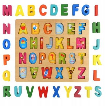Układanka drewniana litery alfabetu dla dzieci