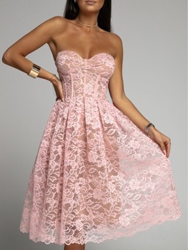 Sukienka koronkowa z gorsetem pink