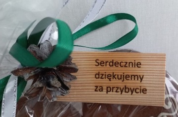 Drewniana etykieta ślubna, prezentowa