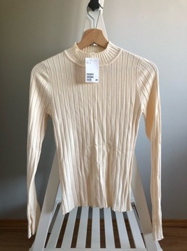 sweter H&M golf knitwear z metką nowy kremowy 