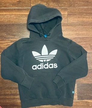 Adidas hoodie czarna bluza kangurka kaptur 34 XS/S