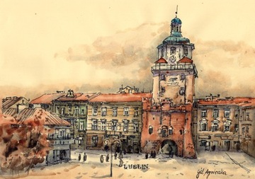 obraz w techn. akwarela - 21 x 30 cm Lublin